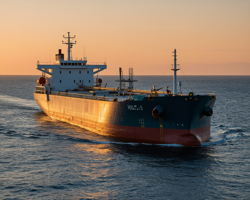 Oil Tanker at Sunset