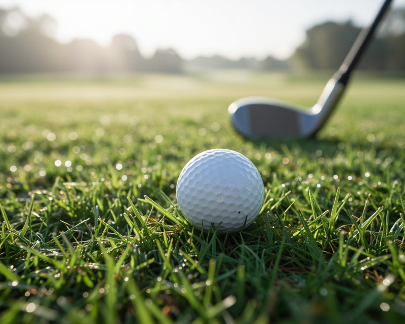 Golf ball on green grass